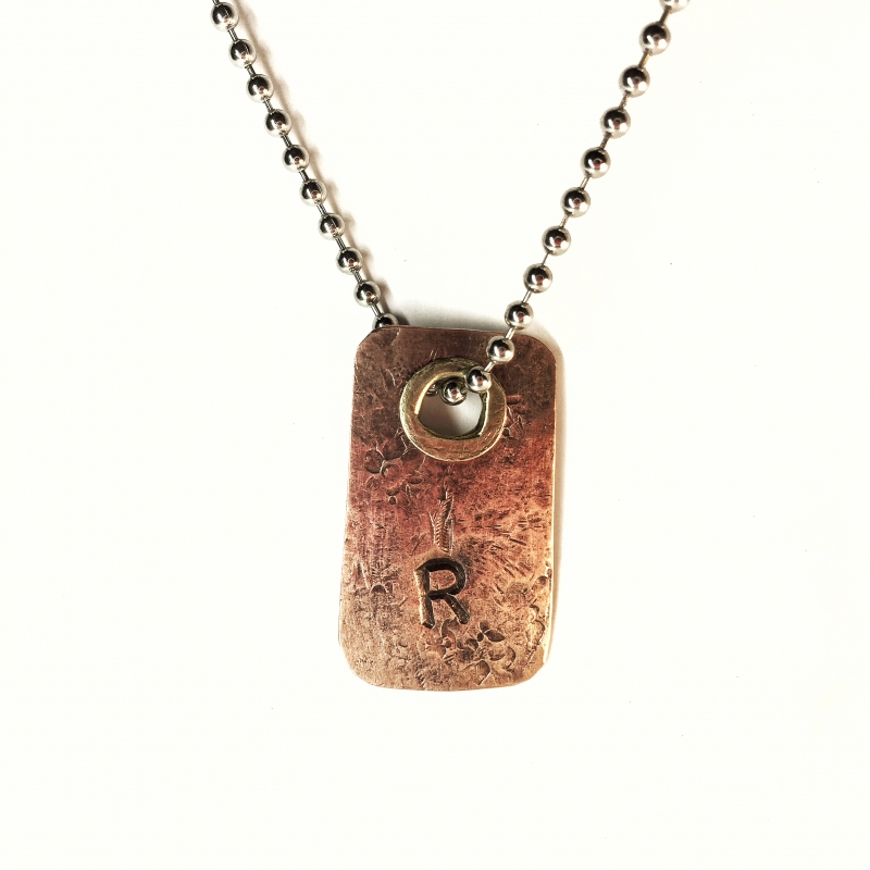 Dog tag initial necklace