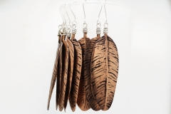 Etched and Fold Formed Copper Feather Earrings