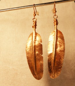 Copper Feather Earrings
