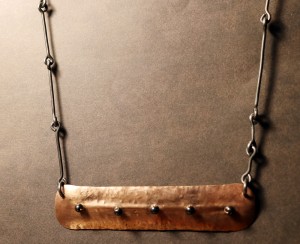 Fold Form Copper Bar and Steel Chain Necklace